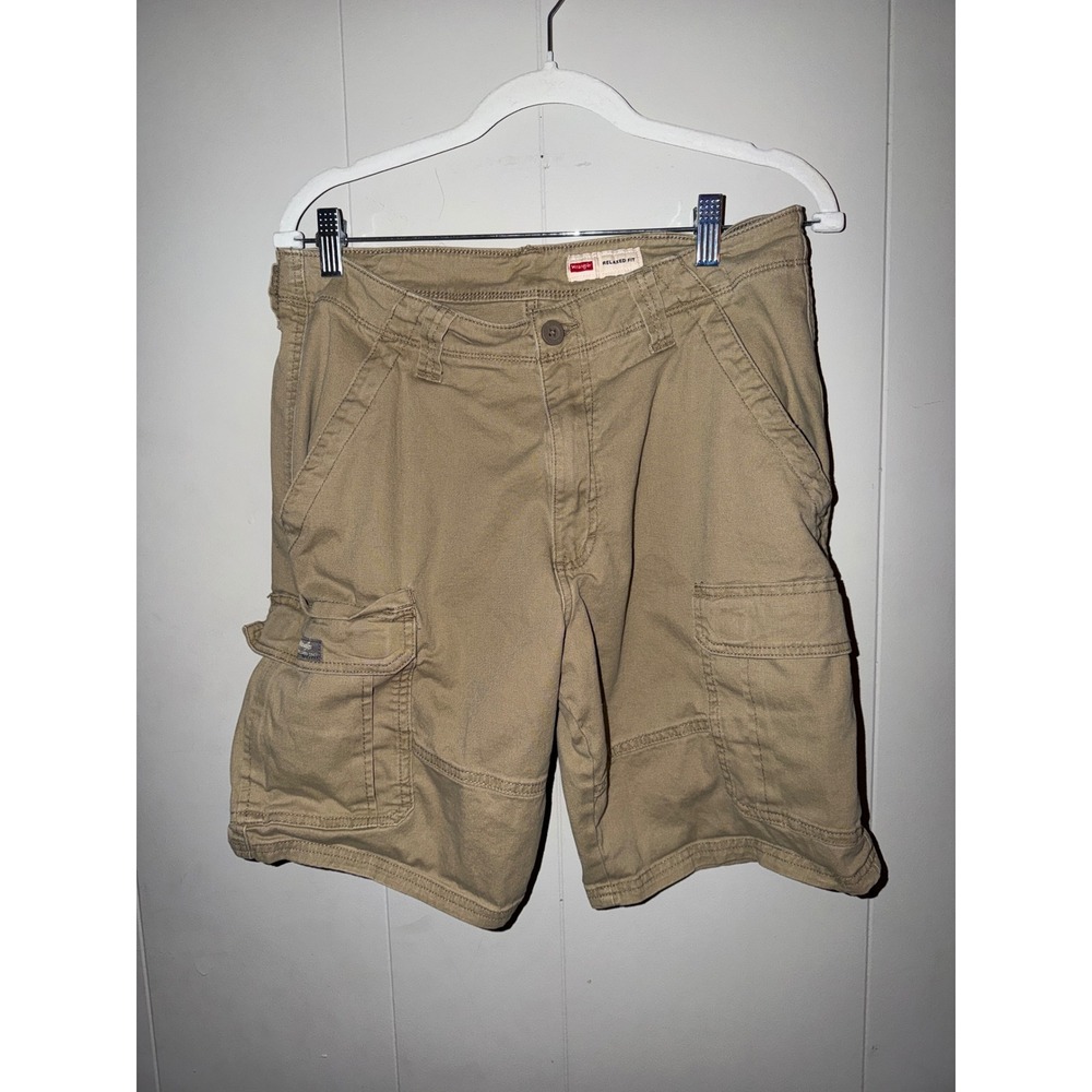 Wrangler Mens Relaxed Fit Cargo Shorts Khaki Tan Stretch 112314921 Size 32